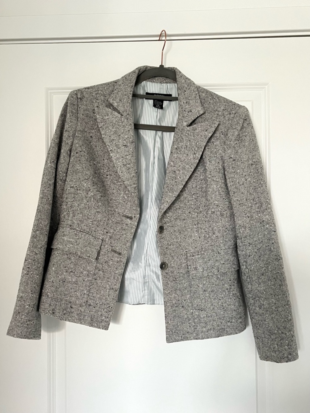 Gray Women's Tweed Blazer Jacket